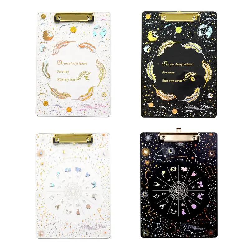 Creative Starry Sky A4 Clipboard Acrylic File Folder Writing Pad Document Holder School Office Supplies Stationery