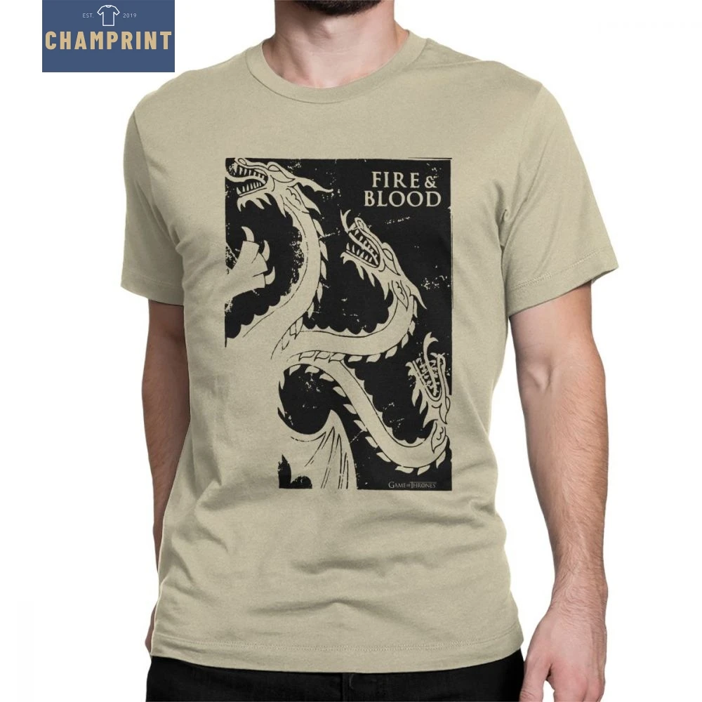

Game Of Thrones T-Shirt for Men Vintage Jumbo House of Targaryen GOT Short Sleeve Casual Tees O Neck Cotton Tops T Shirt 4X 5X