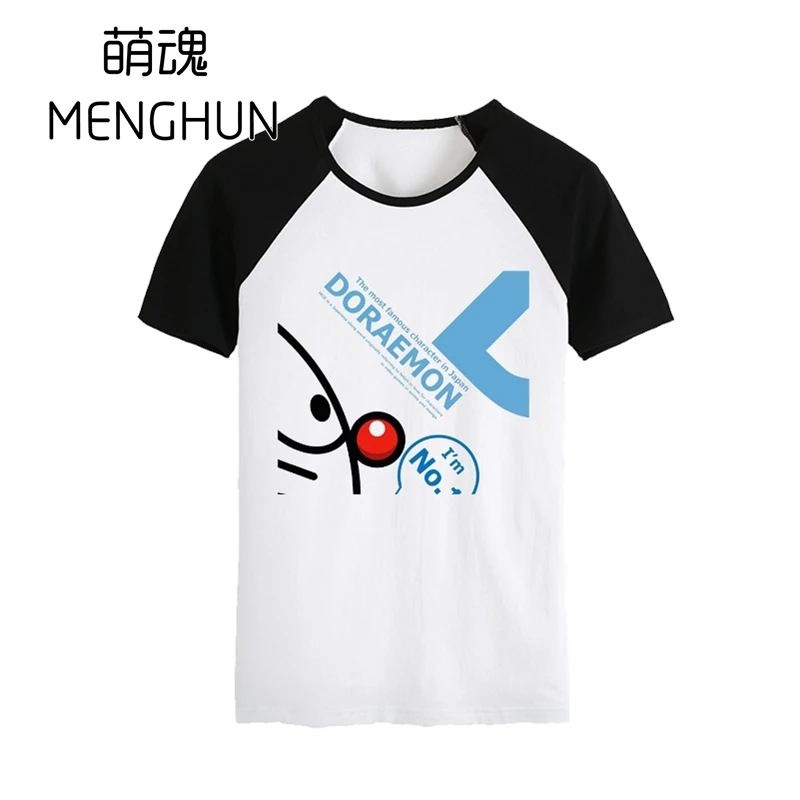 Японский мультфильм Doraemon футболки милый рисунок из мультфильма цифровой печати Doraemon аниме футболка поклонников игр летняя