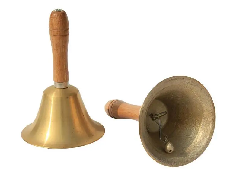 Hand Held Call Bell jingle Bells Christmas decorations Brass Gold Tone