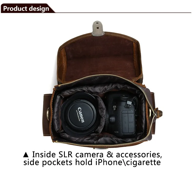 TIDING Crazy Horse кожаная сумка для камеры Винтажный стиль сумка через плечо для DSLR объектива сумка через плечо 1124