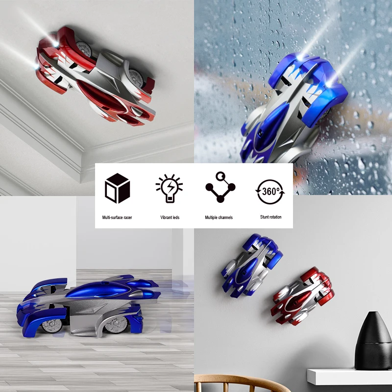 Mini Remote Control Wall Climbing RC Car 360 Degree Rotating Stunt Electric Radio Controlled Cars Antigravity Machine Wall Racer