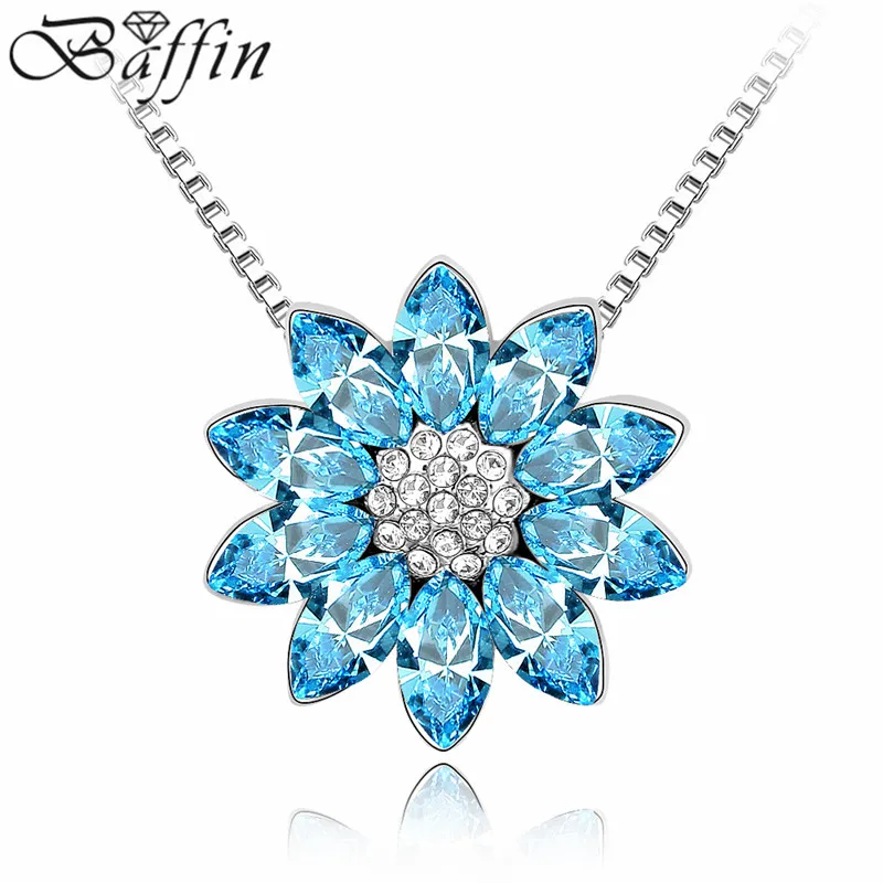 

High Quality Luxury Crystal Flower Necklaces Pendants Made With Swarovski ELements Women Costume Jewelry