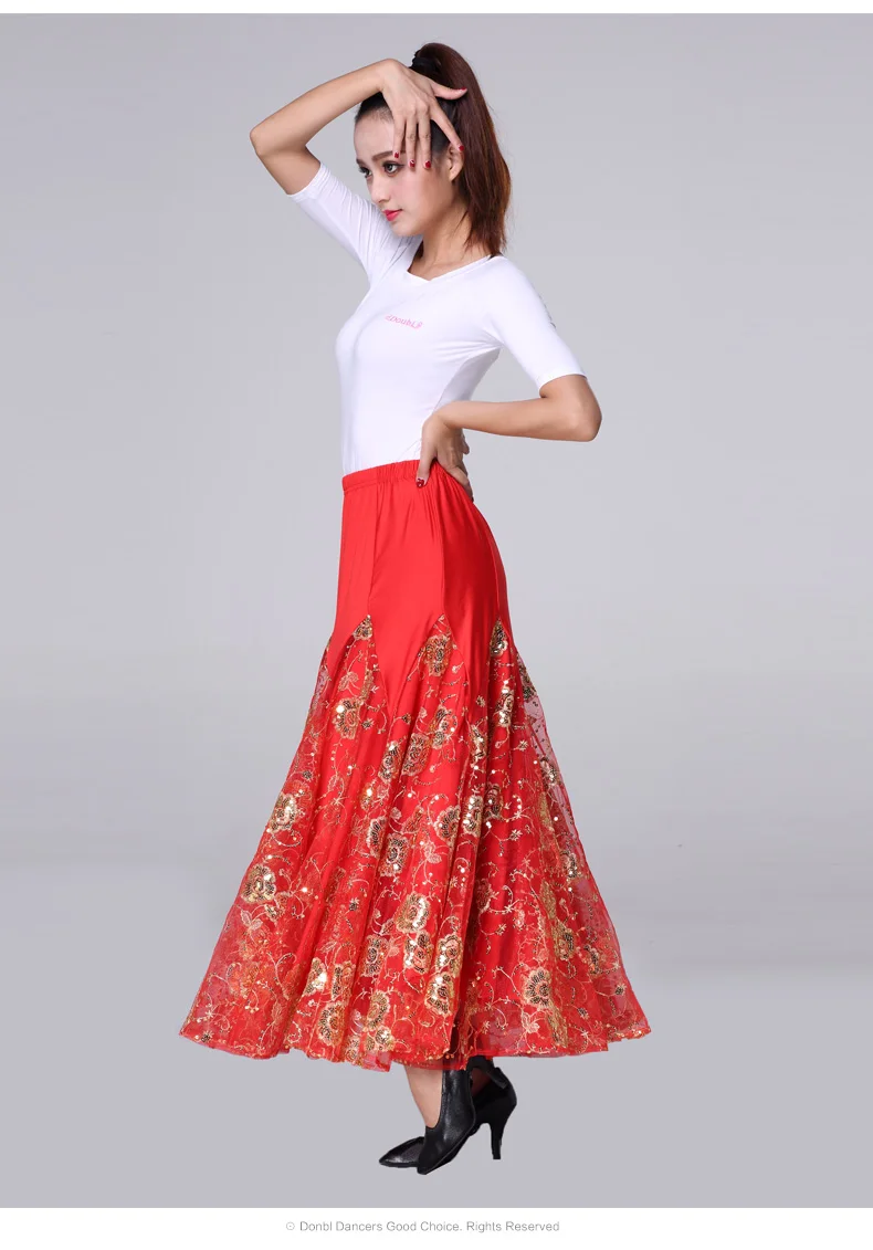 Новая бальная юбка для сальсы с длинным подолом танцевальные Бальные юбки для женщин вальс стандартный бальный зал юбки