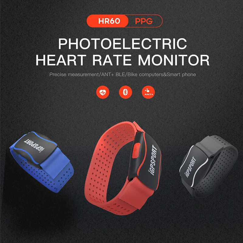 iGPSPORT Arm Photoelectric Heart Rate Monitor LED light warning HR60 Heart Rate Monitor Support bicycle Computer& Mobile APP
