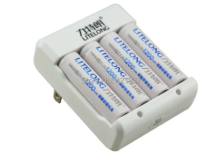 4 шт LiFePO батарея 3,2 v 1200mah 3,2 v 14500 аккумуляторная батарея+ зарядное устройство