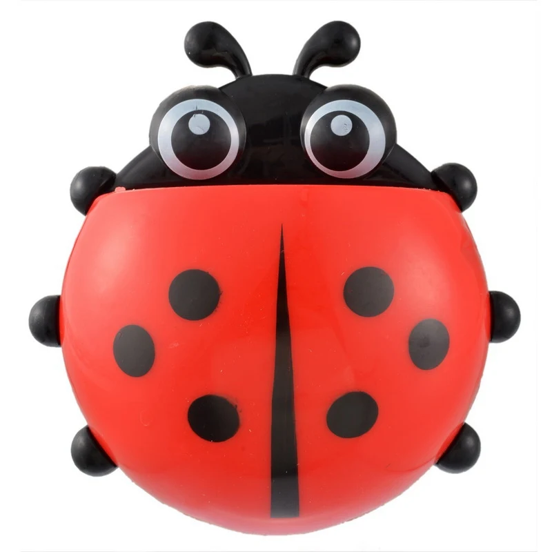 

2019 Hot Sale Colorful Ladybug Toothbrush Holder Tooth Brush Container Ladybird Strong Suction Toothpaste Bathroom Sets