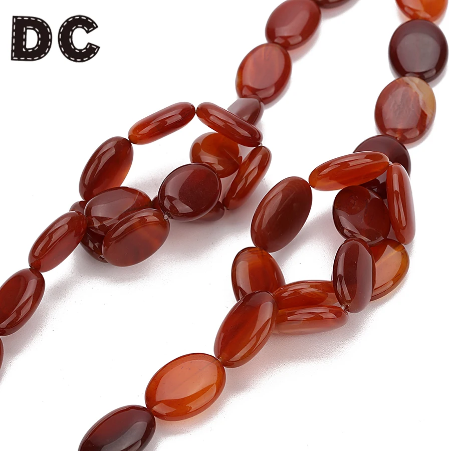 

2018 1string/lot Natural Red Agates Stone Beads Oval Shape 13*18mm 15*20mm Spacer Bulk Beads For DIY Bracelet Jewelry Making