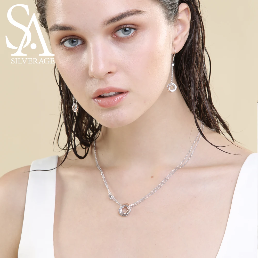 925 Sterling Silver Long Necklaces Pendants Rose Gold Color - Image 3