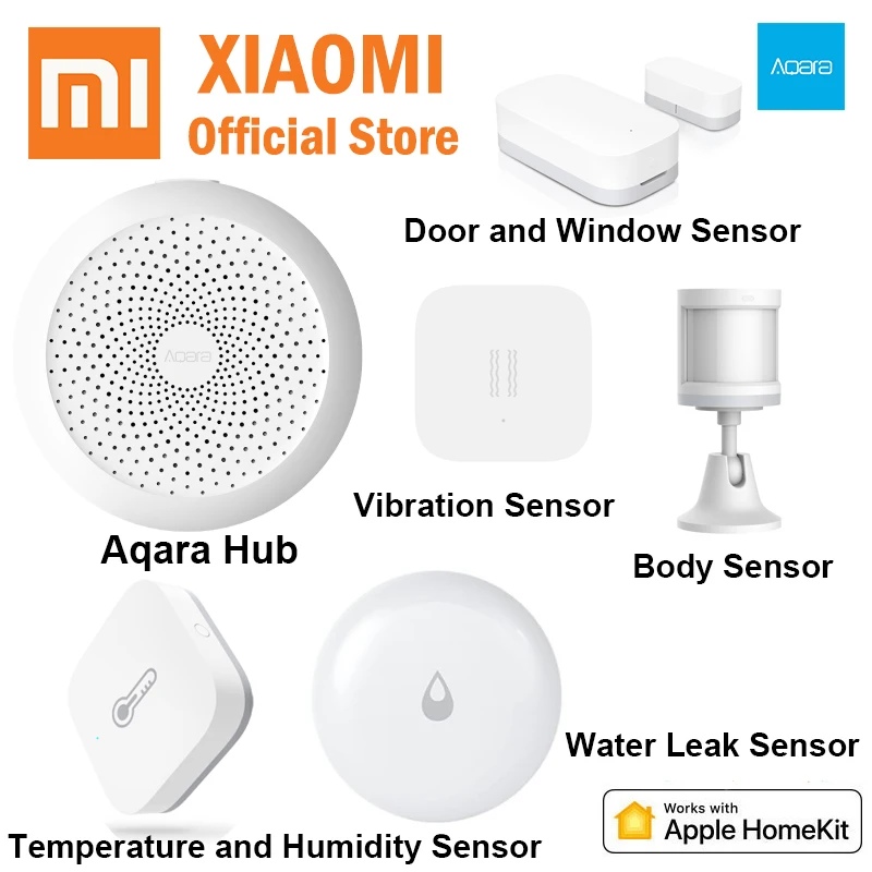 

Xiaomi aqara Hub Smart Home Kits Door Window Human Body Water Leak Vibration Humidity Sensor For Apple Homekit smart gateway