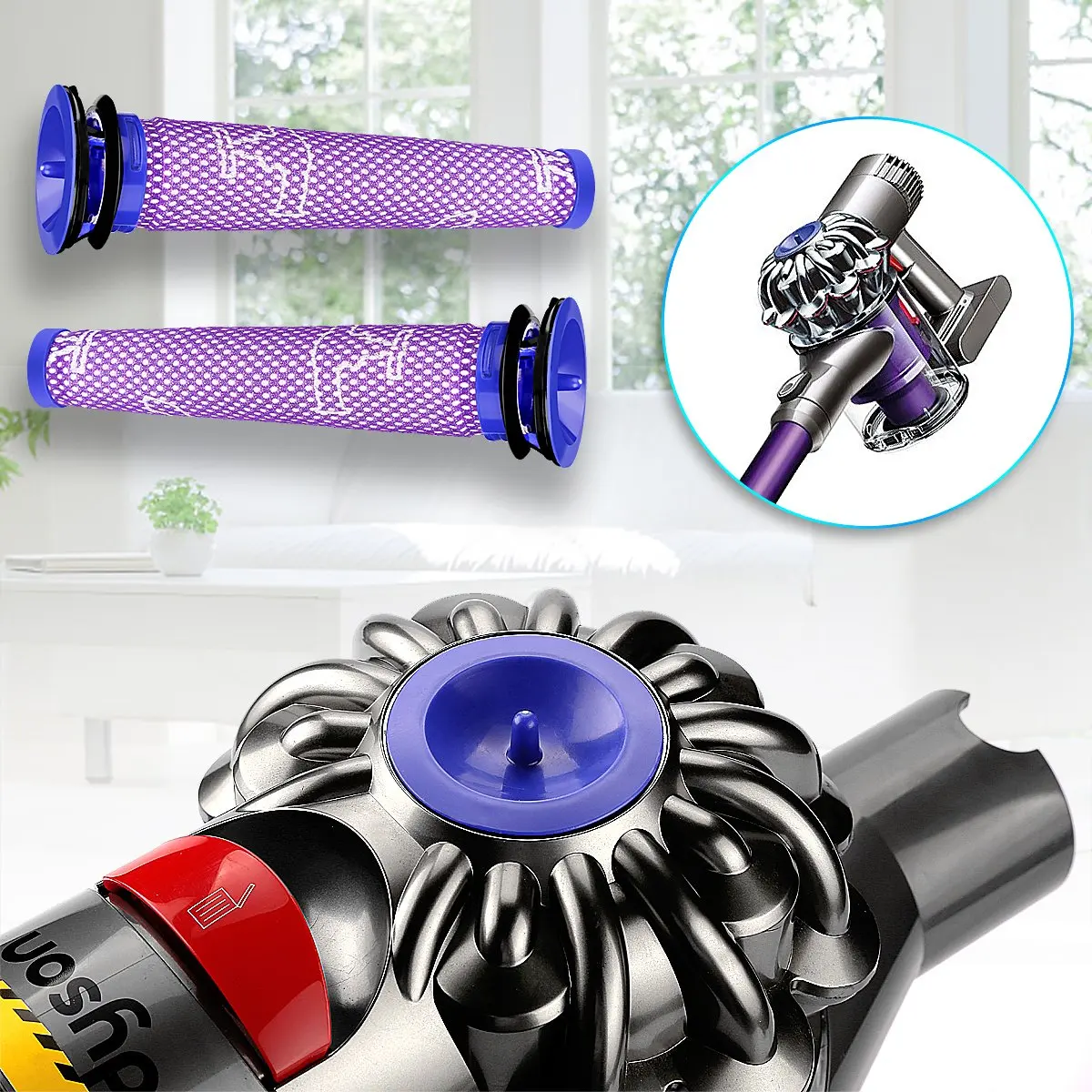 1 предфильтр для Dyson V6 абсолютный беспроводной пылесос и 1 HEPA фильтр комплект (с бесплатной чистящей щеткой)