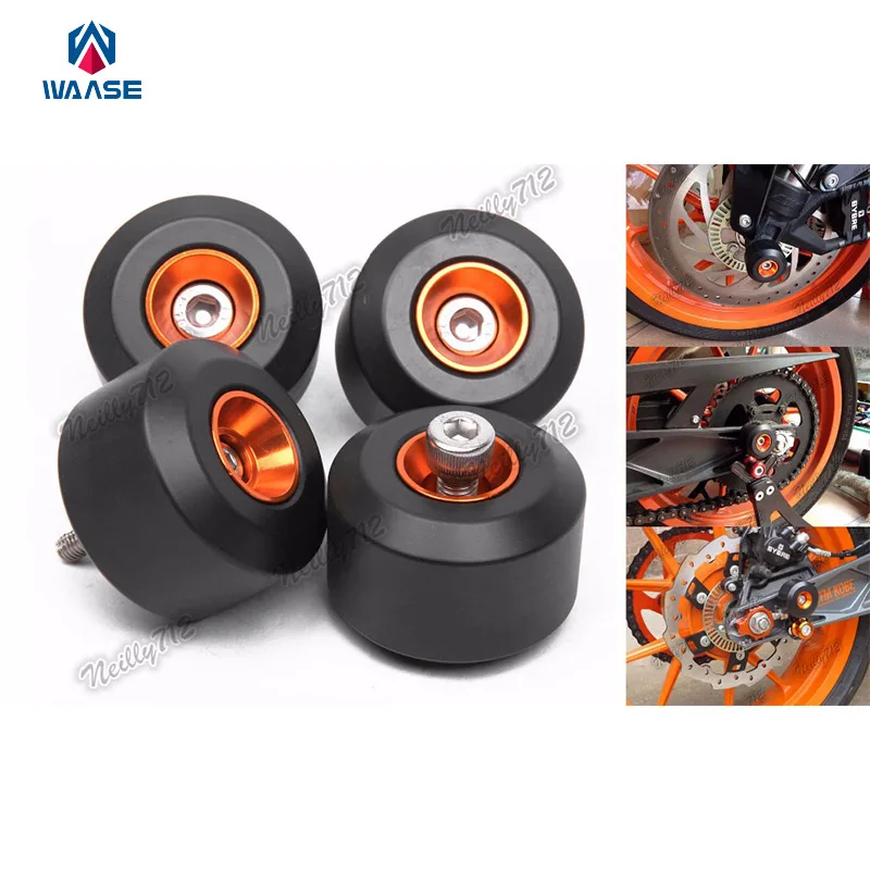 

4 pcs Motorcycle Parts Front Fork Crash Pads & Rear Swingarm Slider Protector For KTM RC 125 200 390 RC125 RC200 RC390