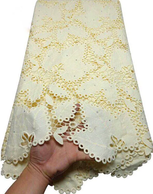 Желтая африканская кружевная ткань, молочный шелк, водорастворимое платье, кружевные камни, высокое качество, нигерийский гипюр, кружевная ткань ETB61 - Цвет: AS PIC2