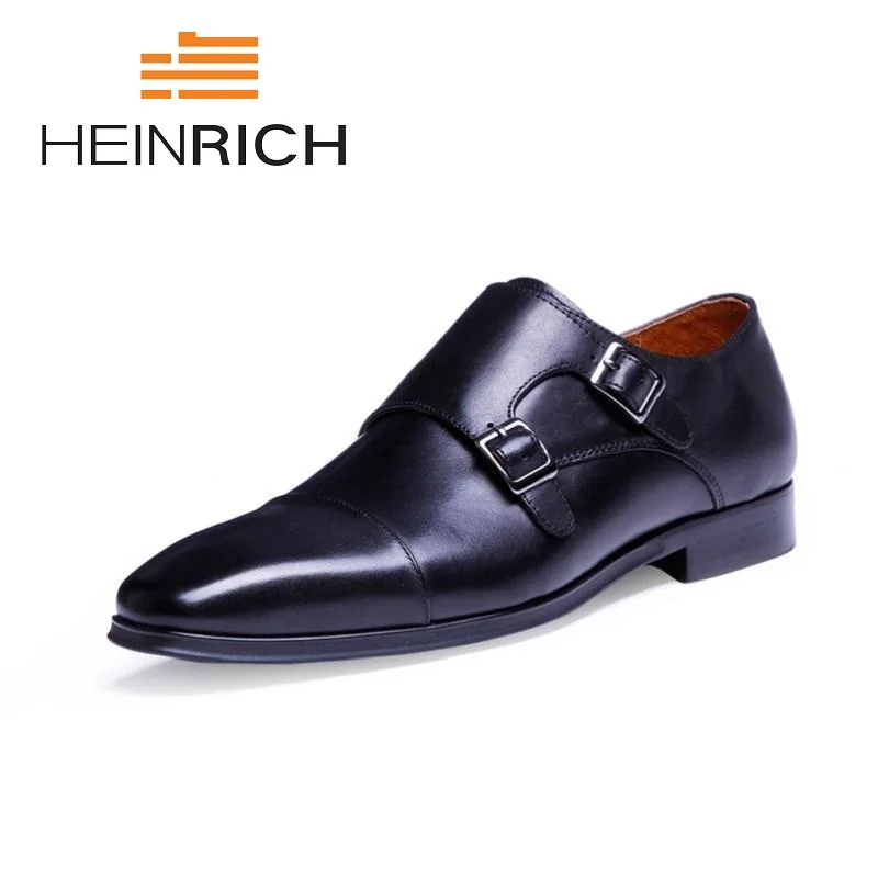 

HEINRICH 2018 Men's Business Office Leather Shoes Lace Up Black Derby Formal Luxury Brand Men Shoes Sapatos Masculino Social