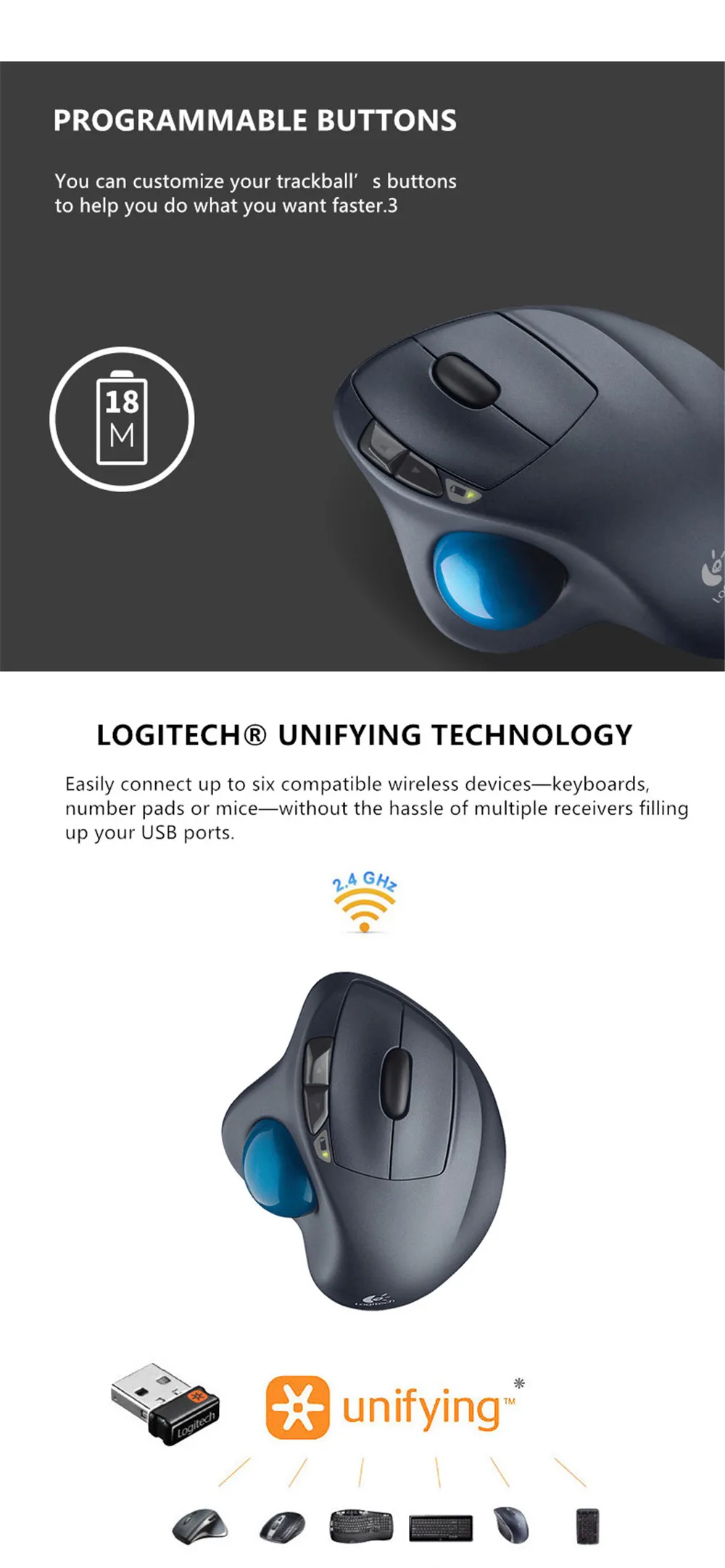 Отремонтированный Производитель: Беспроводная трекбол-Мышь logitech M570 2,4 ГГц, эргономичная Вертикальная лазерная мышь для профессионального рисования