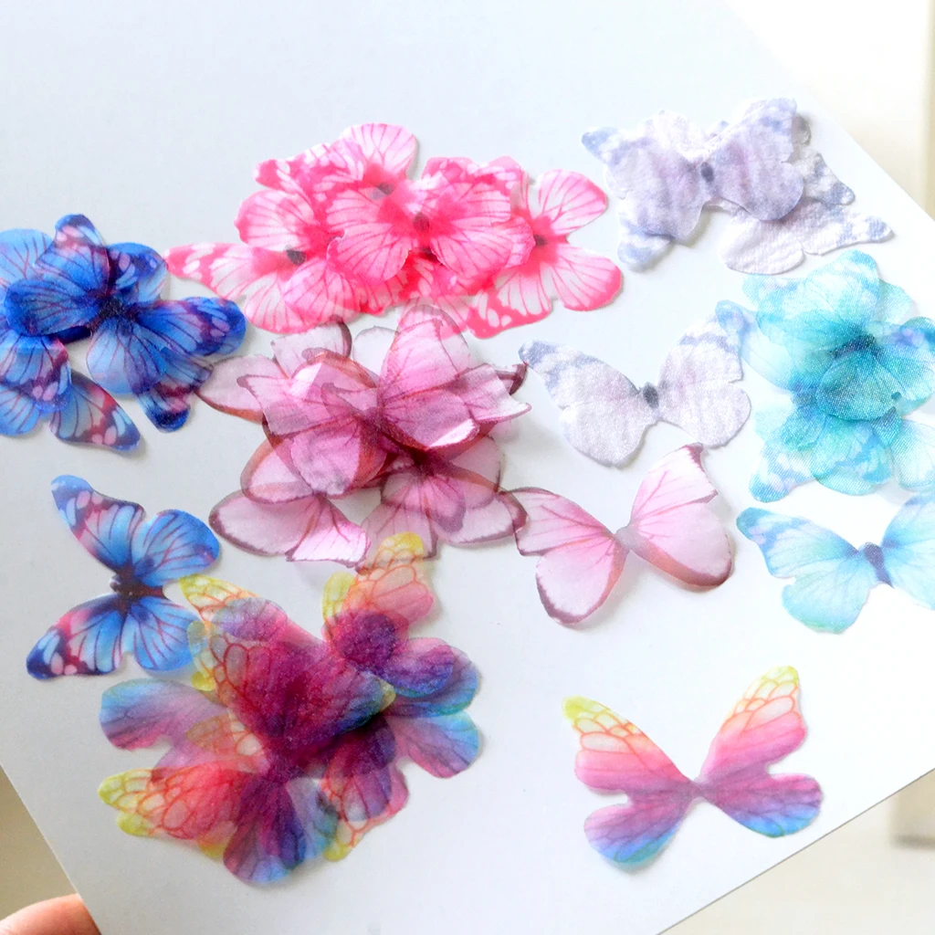 10x Chiffon Butterfly Flatback Embellishments Crafts DIY Scrapbooking Decors Multifunctional Tool for Earrings Hair Clips