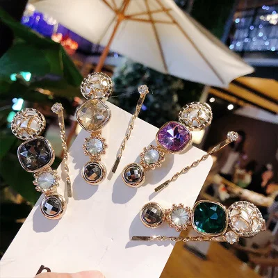 

2pcs/1Set Fashion Women Hair Accessories Crystal Imitiation Pearl Girl Hair Clips Metal Heart Star Crystal Hairpin Barrette