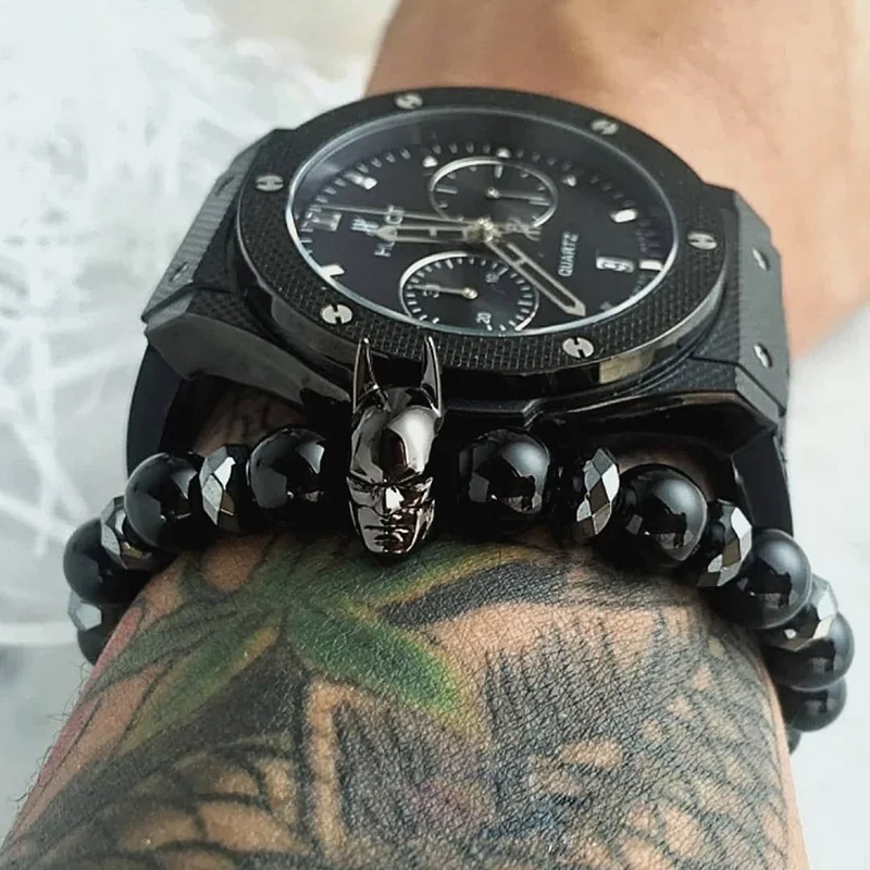 

Natural Stone Beads Bracelet Men Bileklik Jewelry Batman Bracelets For Women Pulseras Mujer Braclet Fashion Mens Accessories