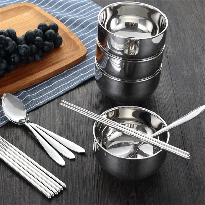 

2019 Portable Barbecue Tableware Set Camping Stainless Steel Bowl Chopsticks Spoon Suit Bag Lovers Tableware Set New Arrivals