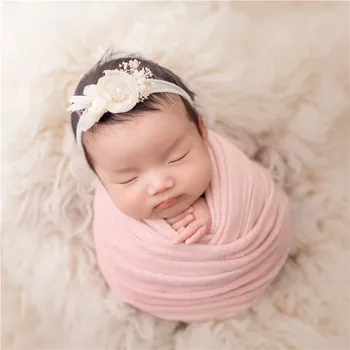 

Light Pink Newborn Gir Wrap Chunky Sweater Knit Wrap Textured Stretch Jersey Layer Posing Fabric Stretchy Blanket Baby Cocoon