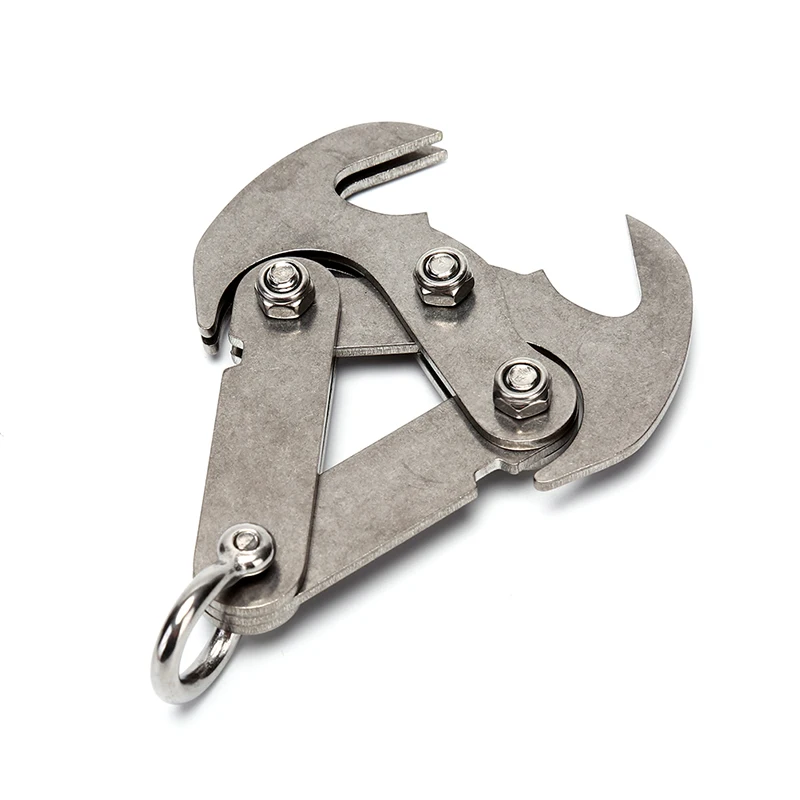 2 IN 1 Performance Survival Grizzly Hook Grappling Folding Climbing Claw Fishing Tail EDC Tool Emergency Key Chains