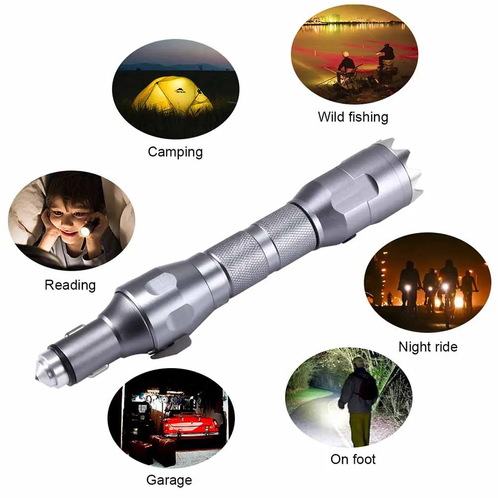 

LED Flashlight Multi-Function Hammer Seatbelt Cutter 2200mAh Power Bank Car Emergency Survival Kit CLH@8