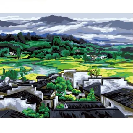 cioioil-W572 Chinese ancient village Frameless Oil Paint DIY Painting By Numbers Coloring By Numbers Home Decor For Living Room Wall Art