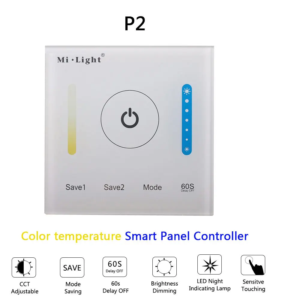 Miboxer сенсорная смарт-панель с регулировкой яркости/CT/RGB/RGBW/RGB+ CCT светодиодный регулятор линейного светильника 2,4G беспроводной пульт дистанционного управления - Цвет: P2
