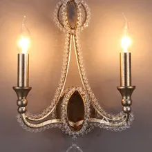 Италия 2-arm Винтаж серебро настенные светильники Led Arandela ресторан ретро кристалл жемчуг украшения бра спальня прикроватный свет