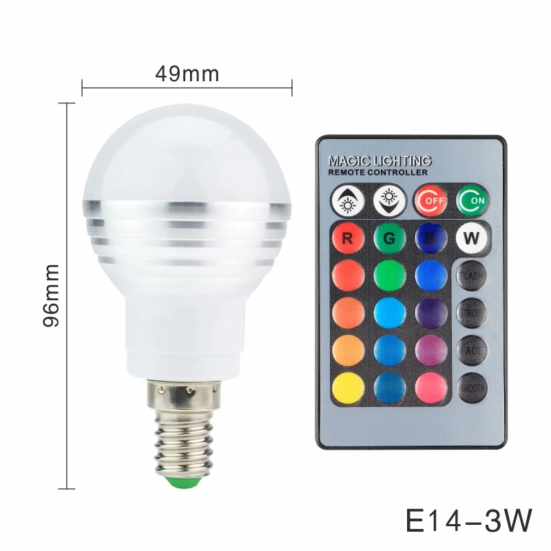 Светодиодный RGB Лампочка 3W 5 Вт E27 E14 16 меняющий цвет RGB волшебный светильник лампа 85-265 в 110 В 220 В RGB Светодиодный точечный светильник с пультом дистанционного управления - Испускаемый цвет: E14 3W