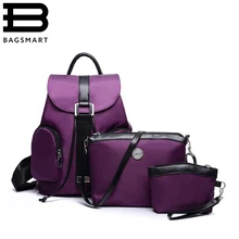 BAGSMART 2016 Newl 3 Шт./компл. Нейлон Женщины Рюкзак Легкая Сумка Красочные Сумки Монета Собирать Школьные Сумки