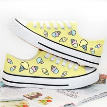 Hot Sale 2016 Women’s Platform Shoes Ice Cream Print Breathable Canvas Shoes Women Casual Shoes Woman Flat Skating Girls Footwe