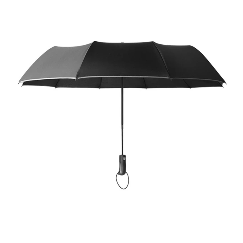 Reflective Fashion 10 Rib Windproof Men Umbrellas Automatic Folding Luxury Car Rain Umbrella Women Black Gray Parasol Outdoor
