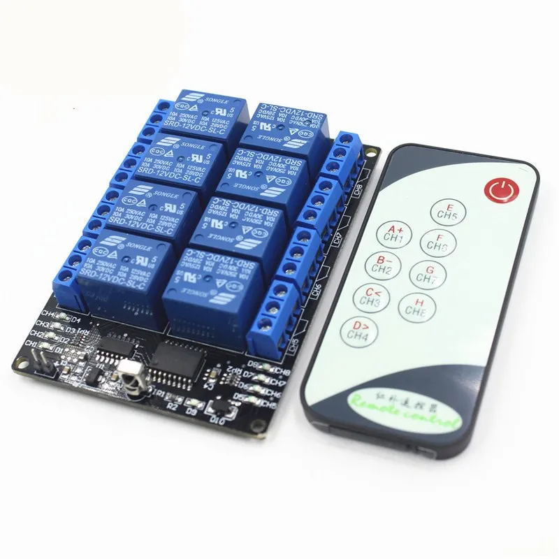 12V DC 8CH IR Remote Control Switch Module Relay ,Add IR Transmiter in