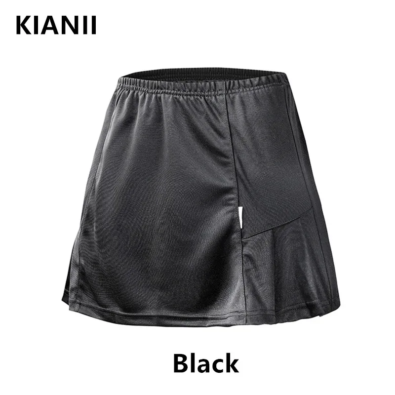 Женская дышащая и быстросохнущая теннисная юбка с эластичной сеткой для спортивной тренировочной юбки - Цвет: Черный
