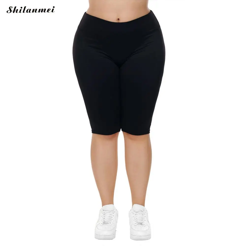 Plus Size Capri Short Women Yoga Fitness High Elastic Large Sportswear