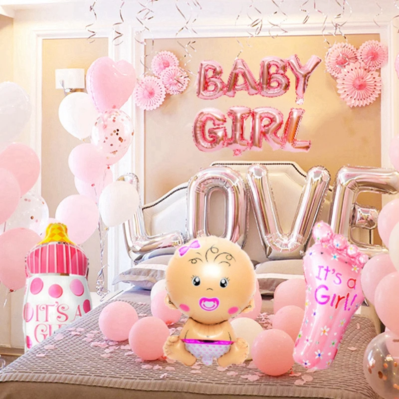 19pcs Baby Shower Foil Balloons Birthday Party Decorations Its A Boy Girl Gender Reveal Supplies BabyShower 12inch Latex Balls