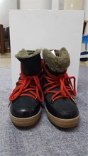 High Quality Women 100% Winter Natural Fur Boots Genuine leather snow boots lace-up with Red shoelaces Wedge Ankle Boots Women High Quality Women 100% Winter Natural Fur Boots Genuine leather snow boots lace-up with Red shoelaces Wedge Ankle Boots Women