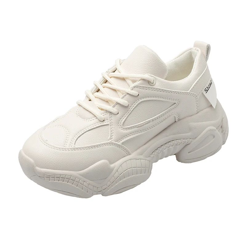 

Spring Platform White Shoes Female Chunky Sneakers Womens Sneakers 2019 Leather Baskets Dad Shoes Woman Trainer chaussures femme