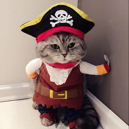 Забавная Пиратская одежда для костюм для кошек Одежда для кошек одежда для щенков костюм Одежда для кошек Corsair Одежда для маленьких питомцев 40 P1 - Цвет: Cat Pirate Costume