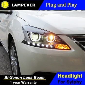 

Lampever Styling for Sylphy Headlights 2012-2015 Sentra LED Headlight LED DRL Bi Xenon Lens High Low Beam Parking