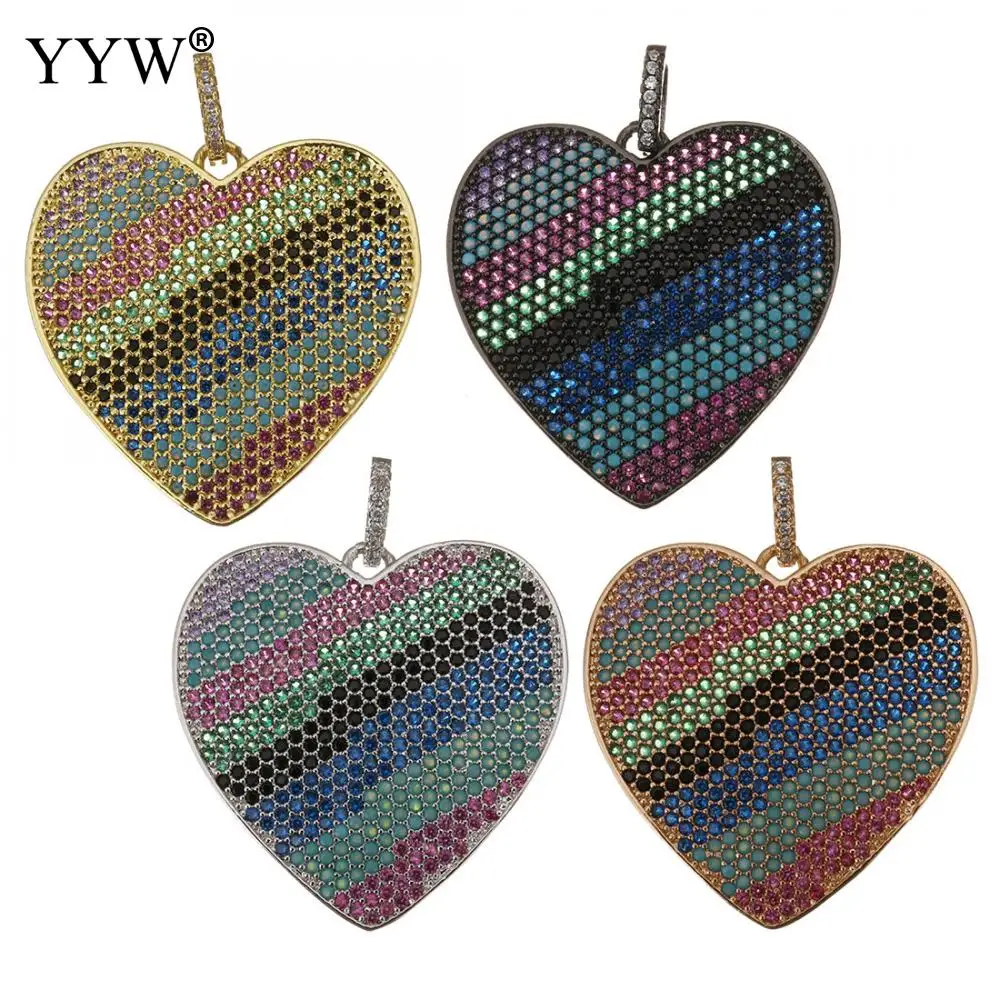 Brass Heart Pendants Colorful Pendant for Jewelry making diy Necklace