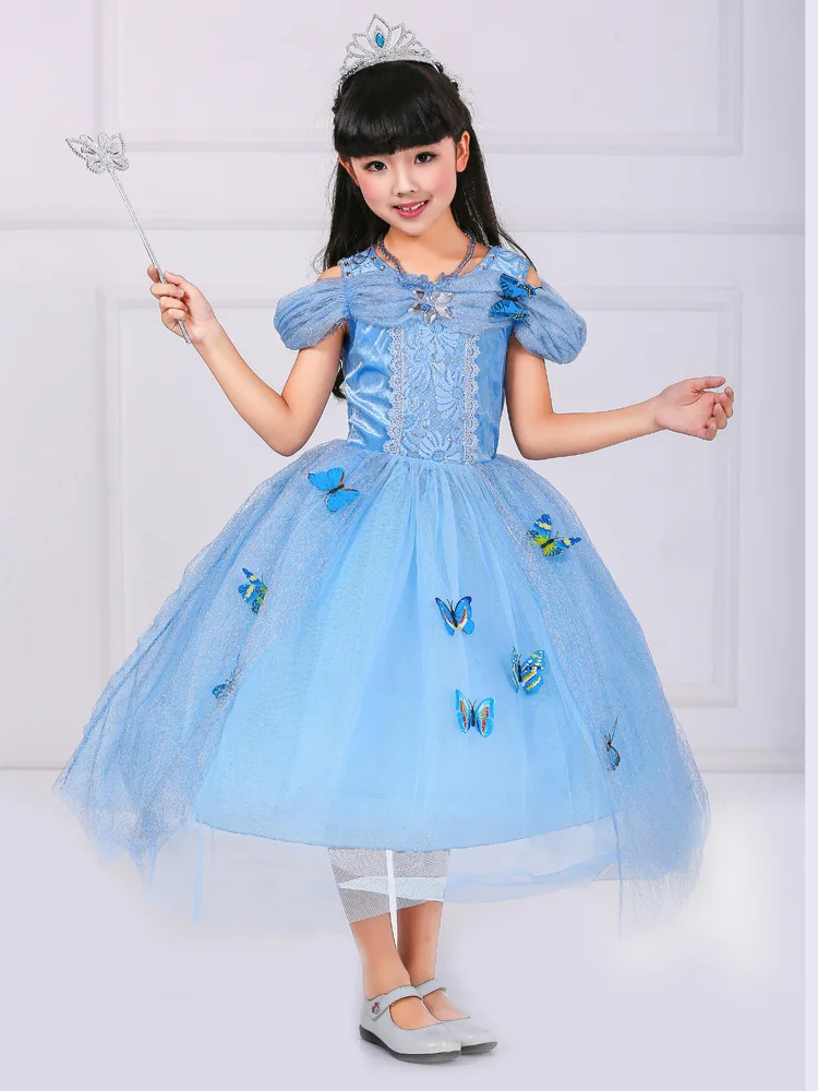 

Fashion american children cinderella costume girls sleeveless princess dress kids party