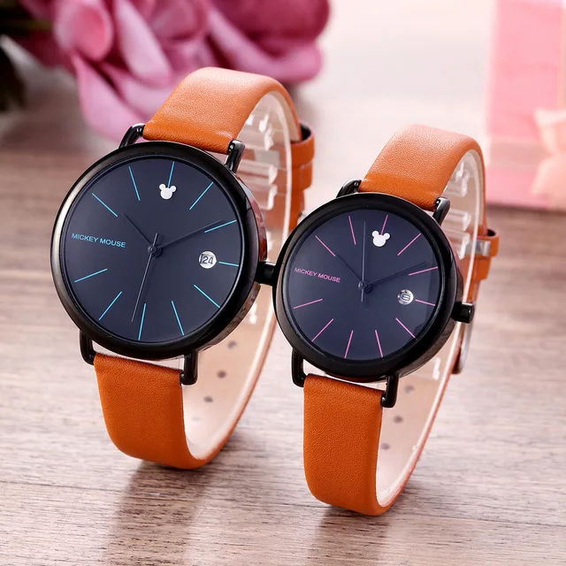 Disney Couple Watch Leather Women Watches Men 2018 Luxury Quartz Wrist Watch Mic Disney Couple Watch Leather Women Watches Men 2018 Luxury Quartz Wrist Watch Mic