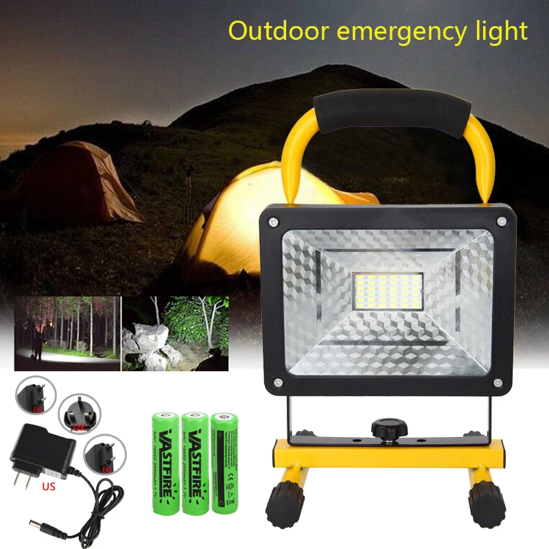 

36LED 6000-6500K Cool White 40W Waterproof Flood Spot Work Lamp 3000LM Outdoor Light Charger+Power charger+Rechargeable Battery