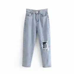 Горячая продажа Qichen 55-6619 Европейская и американская мода отверстие воды мыть джинсы
