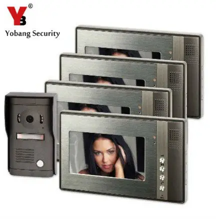 

YobangSecurity 7"inch Color Video Door Phone Doorbell Security Entry Access Control System 4 Monitor 1 Metal Camera Night Vision