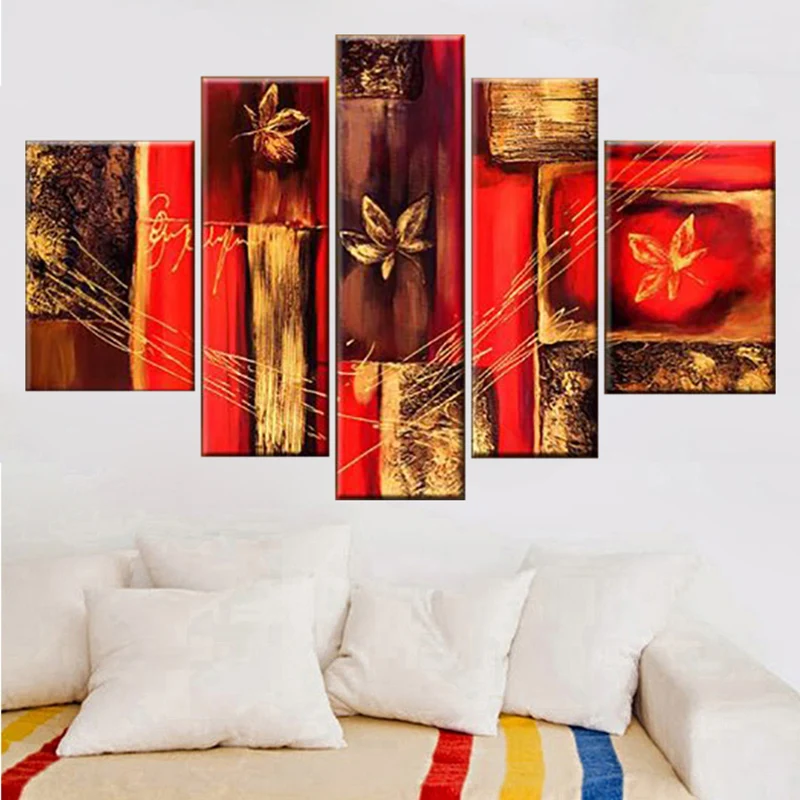 

DIY Abstract Leaf Diamond Embroidery Painting Red Mosaic Full Drill Round Diamond Painting Cross Stitch Diamond Painting Decor