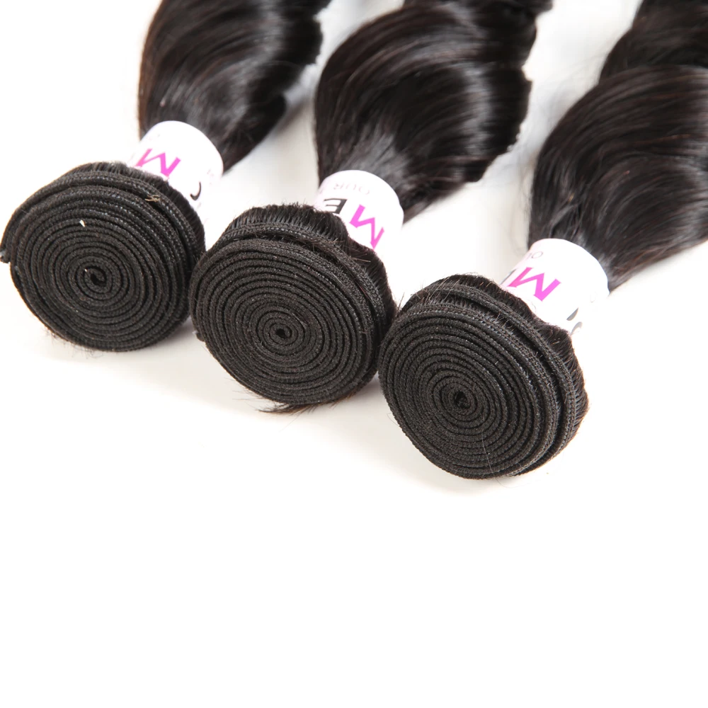 Megalook индийские свободные волнистые в наборе с закрытием 3 шт Remy человеческие волосы пучки с кружевом