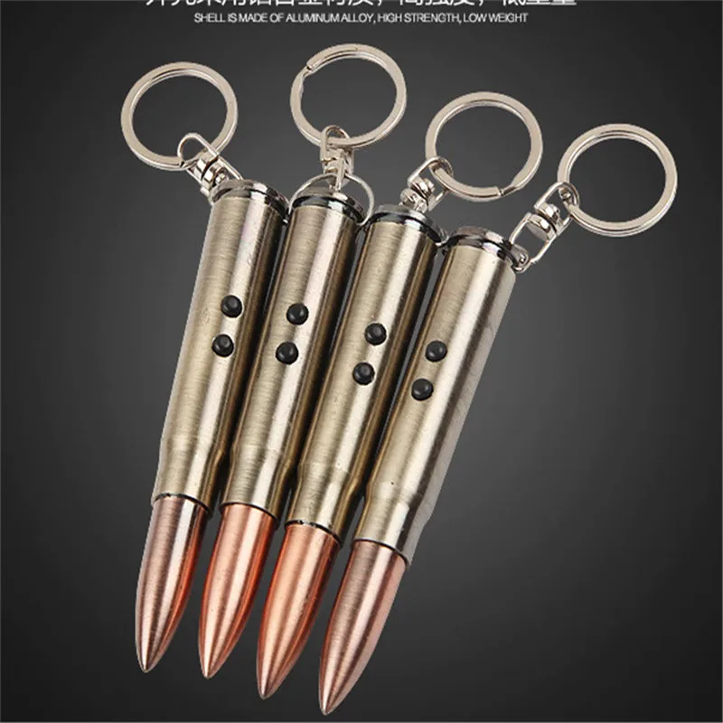 

Metal Bullet Keychain Multifunction Red Laser Pointer LED Flashlight Pen 3 in 1 Laser Sight Funny Pets Portable Lazer Pointer